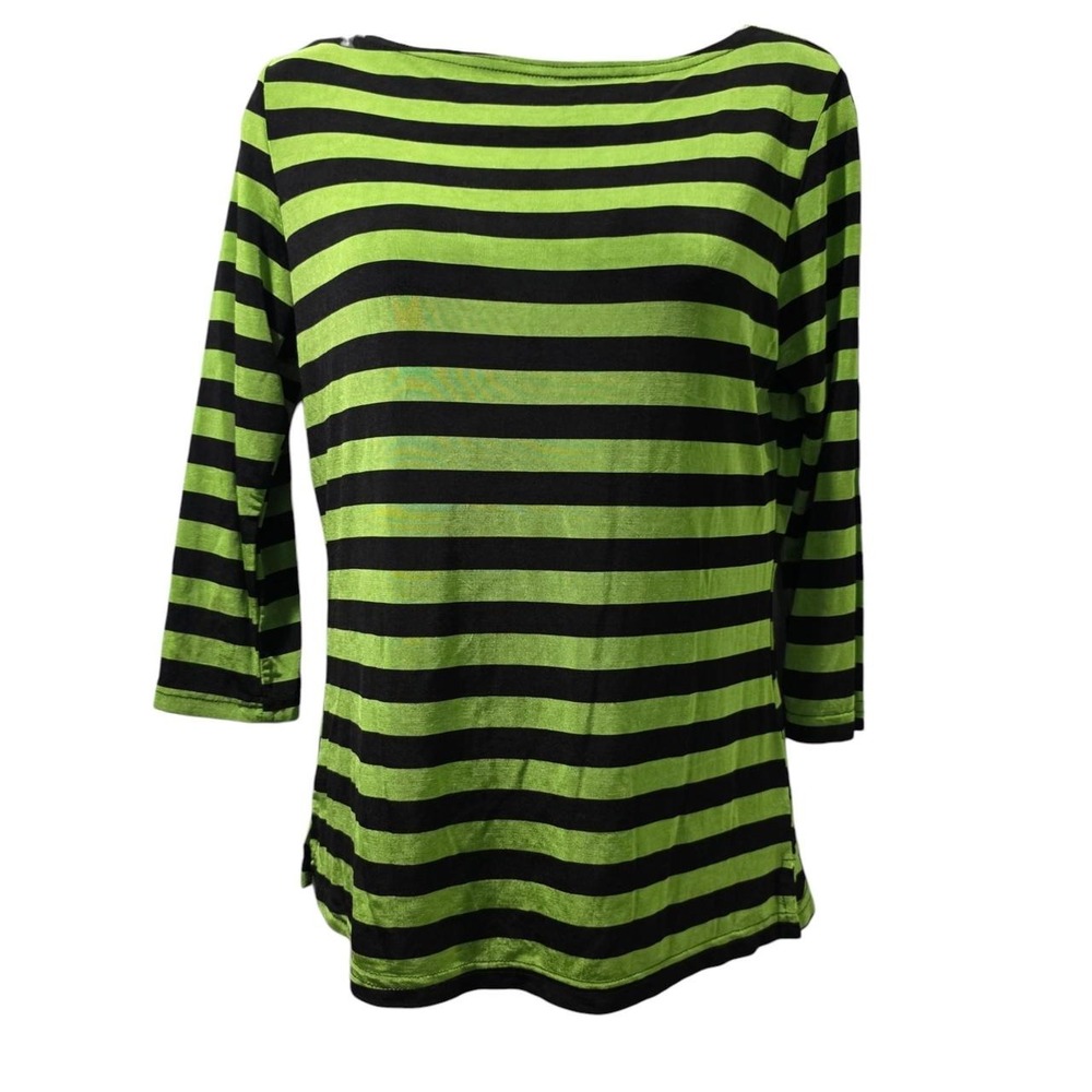 Jonden Black and Green Striped Top